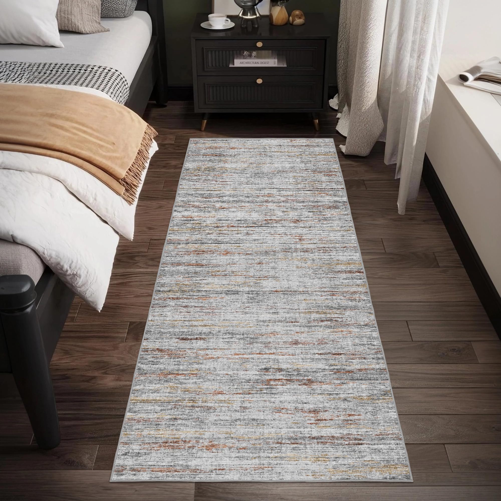 Washable Runner Rugs 3x10 Abstract Kitchen Runner Rug Non Slip Backing, Ultra-Thin Carpet Runners for Hallway 10 ft,Long Rug Runner for Entryway Living Room Bedroom Laundry Room