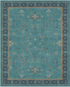 Hazo Haus Teal 3x6 Wide Non Slip Kitchen Rug - Washable Front Door Runner Indoor Entrance, Vintage Floral Pattern Indoor Decor, Non Slip Soft Low Pile Fade Resistant