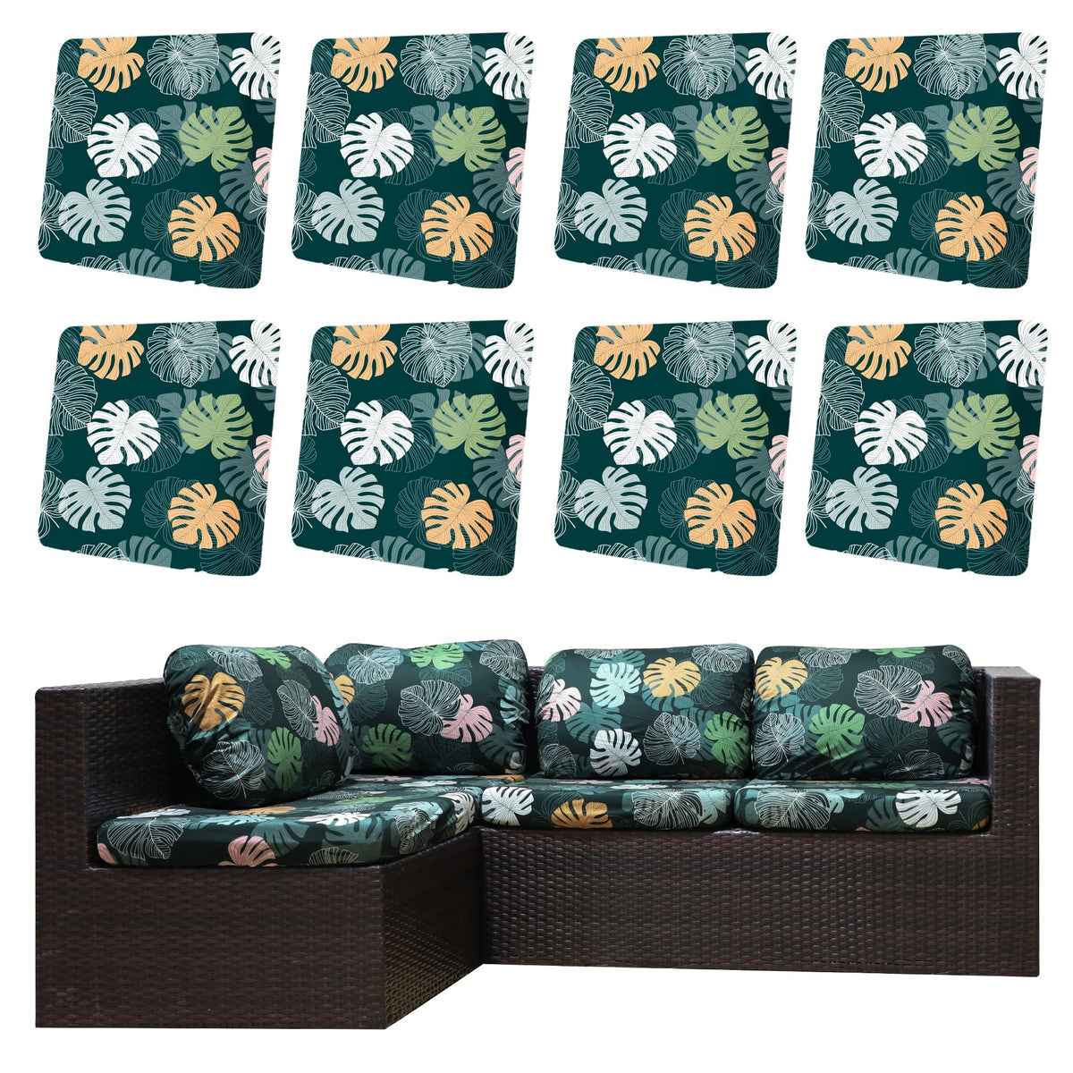 DREAHOTEXTIL 8Pcs Outdoor Cushion Covers, Elastic Patio Cushion Covers