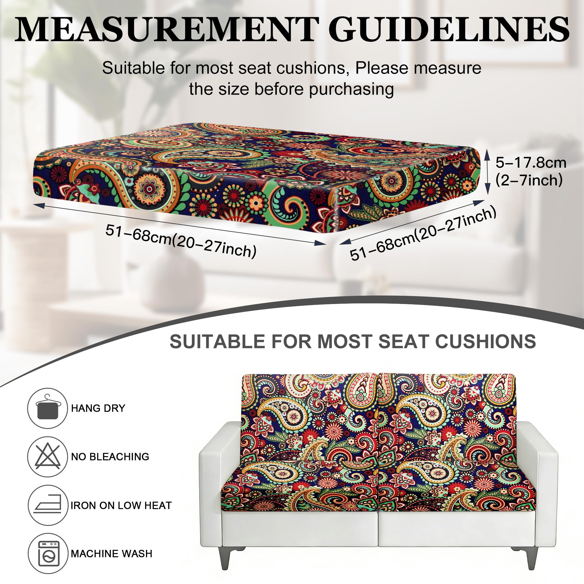 4 Piece Outdoor Cushion Covers, Patio Sofa Cushion Covers, Stretch Fit