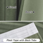 RYB HOME Sage Green Velvet Curtains 92 inches with Hook Belt, Soft Fabric Room Darkening Thermal Insulated Luxurious Home Decor Curtains for Living Room Bedroom, W 52" x L 92", 2 Panels Set