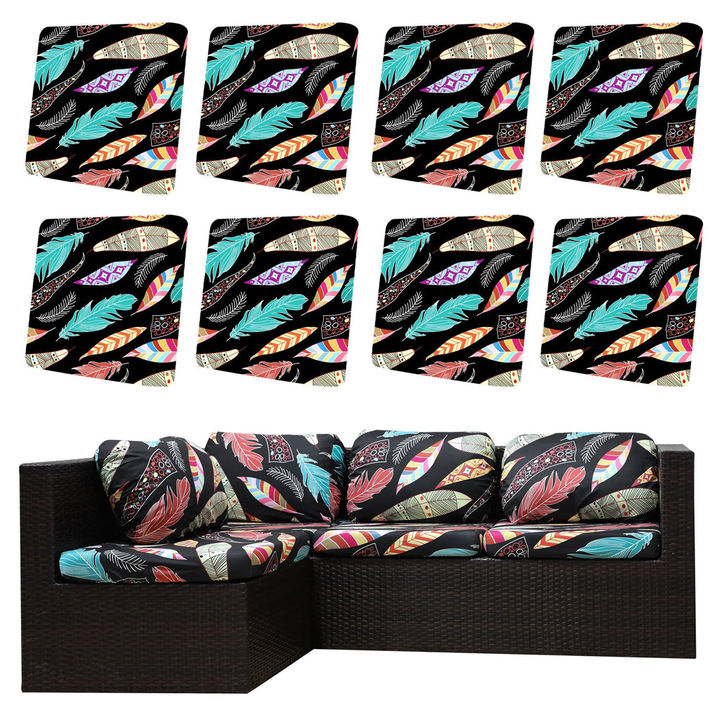 DREAHOTEXTIL 8Pcs Outdoor Cushion Covers, Elastic Patio Cushion Covers
