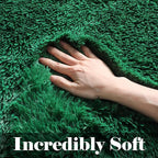 ONASAR Dark Green Area Rugs for Bedroom Living Room, 4x6 Fluffy Soft Plush Shaggy Bedside Throw Rug, Indoor Floor Carpets for Nursery Kids Girls Boys Teen Dorm Playroom Home Decor Aesthetic