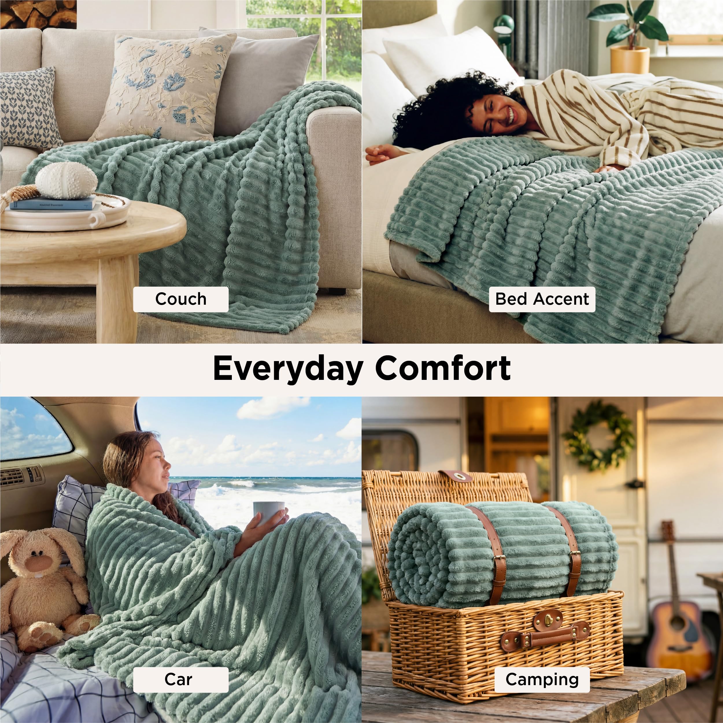 Bedsure Soft Sage Green Throw Blanket for Couch Decor Gifts 50"x60"