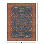 Washable Kitchen Rugs, 3x4 Area Rug for Large Entryway Indoor, Kitchen Mat, Small Rug for Living Room - Stain Resistant Non Skid Non Slip Rubber Backing, Boho Aethestic Décor (3x4 Navy Blue)
