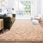 Quntue Camel Rugs for Bedroom, Soft Shaggy Modern Shag 4x6 Area Rug for Living Room, Upgrade Non-Slip Plush Fluffy Carpet for Kids Boys Girls Room Home Decor Aesthetic