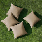 MIULEE Pack of 4 Decorative Outdoor Throw Pillow Covers Linen Waterproof Pillow Covers Farmhouse Cushion Cases for Patio Garden Tent Balcony Couch Sofa 16x16 inch Khaki