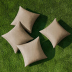 MIULEE Pack of 4 Decorative Outdoor Throw Pillow Covers Linen Waterproof Pillow Covers Summer Farmhouse Cushion Cases for Patio Garden Tent Balcony Couch Sofa 18x18 Inch Khaki