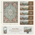 8x10 Area Rugs for Living Room: Washable Rug Soft Vintage Distressed Floral Carpet Indoor Floor Non-Slip Stain Resistant Large Carpets for Bedroom Dining Room Farmhouse Nursery Home Office Brown Green