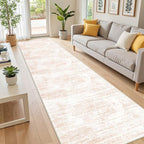 2x10 Runner Rug, Long Hallway Rugs for Dining Room, Living Room, Bedroom, Machine Washable Kitchen Carpet Runner with Rubber Backing, Soft Low Pile Indoor Rug(2'x10', Pink/White)