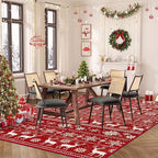 Christmas Rug 6x9 Washable Rugs, Boho Christmas Tree Snowflake Rug Non-Slip Soft Low Pile Non Shedding Indoor Holiday Carpet for Living Room Bedroom Dining Room Home Office (XmasRed, 6'x9')
