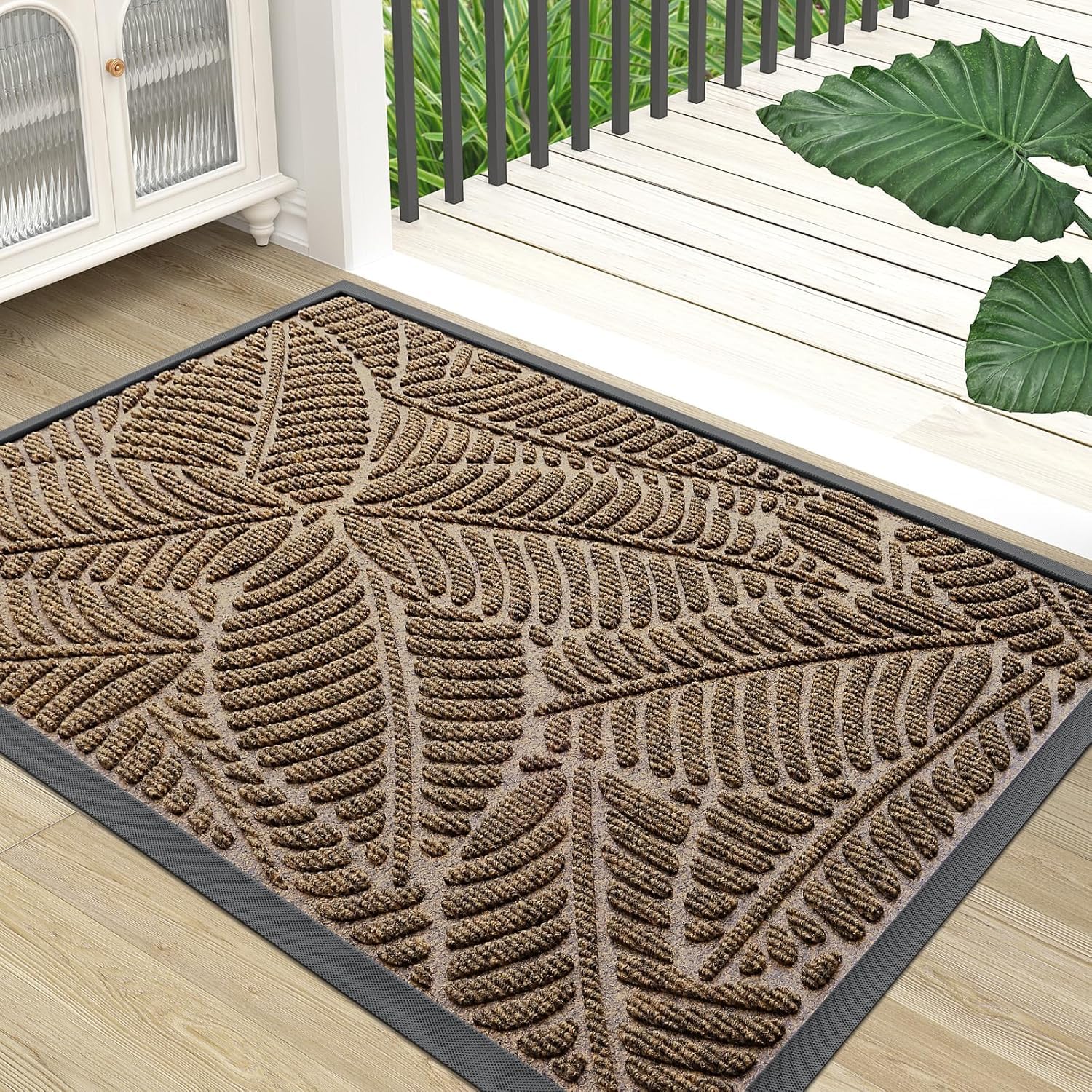 Colorxy Waterproof Front Doormat, Sturdy Natural Rubber Door Mat, 59x23
