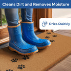 Barnyard Designs Natural Coco Coir Non-Slip Doormat (17x30, Paws)
