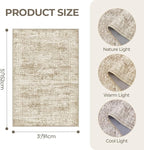 3x5 Washable Area Rug for Entryway, Soft Kitchen Rugs Non Slip for Dining Room, Vintage Abstract Living Room Rug, Thin Area Rugs Indoor for Bedroom, Kids Room Decor(3'x5', Brown/Ivory)