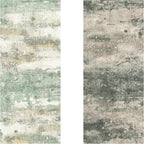 BEIMO Reversible 2'6"x6' Runner Rugs for Hallway, Modern Abstract Dual-Sided Runners for Entryway, Machine Washable Soft Low Pile Kitchen Runner, Includes Non-Slip Rug Pad, Green & Grey