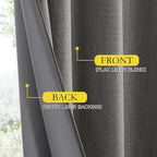 NICETOWN Grizzle Gray Vintage Linen 100% Blackout Curtains for Living Room, Thermal Insulated Curtains 95“ Long, Noise Reducing Window Treatment Drapes for Home Office, 62" Wide Per Panel, Set of 2