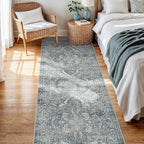 2x5 Washable Hallway Runner Rug - Non Slip Kitchen Runner Rugs with Rubber Backing Vintage Low-Pile Carpet Runners for Entryway Dining Room Laundry Room Home Decor (Blue)