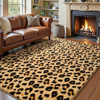 Amearea Soft Leopard Rugs for Bedroom Living Room, 4x6 Modern Cheetah Print Thickened Memory Foam Rug, Fluffy Indoor Washable Animal Rug Carpet for Kids Boys Girls Dorm Nursery Room Home Decor, Khaki