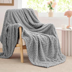 BEDELITE Fleece Blanket - 3D Jacquard Decorative Grey Throw Blankets for Couch & Bed, Soft and Cozy Warm Plush Fluffy Blanket All Seasons Suitable, 50x70Inches