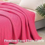Whale Flotilla King Size Fuzzy Fleece Blanket for Bed, 90x104 Inch Fluffy Warm Soft Jacquard Blankets for All Season, Lightweight and Cozy, Hot Pink