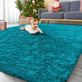 OLANLY 8x10 Machine Washable Large Area Rugs for Living Room, Bedroom, Soft Fluffy Shaggy Bedside Rug, Indoor Floor Carpet for Kids Girls and Boys, Dorms, Nursery, Home Decor Aesthetic, Teal