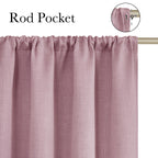 NICETOWN Pink Faux Linen Room Darkening Rod Pocket Curtains 63 inch Length, W42 x L63, Light Blocking Thermal Insulated Noise Reducing Drapes for Bedroom Living Room Farmhouse Decor, 2 Panels