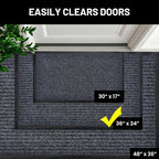 Sierra Concepts Front Door Mat Welcome Floor Mats - Entryway Indoor Outdoor Entrance Doormat, Patio, Porch, Muddy Shoe, Inside Outside Low Profile, 36x24 inches, 2-Pack Gray