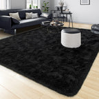 Tepook Area Rugs 10x14 for Living Room, Super Soft Fluffy Rugs for Bedroom, Modern Shaggy Rug Fuzzy Carpets for Kids, Plush Indoor Nursery Home Decor Rug with Non-Slip Bottom, Black