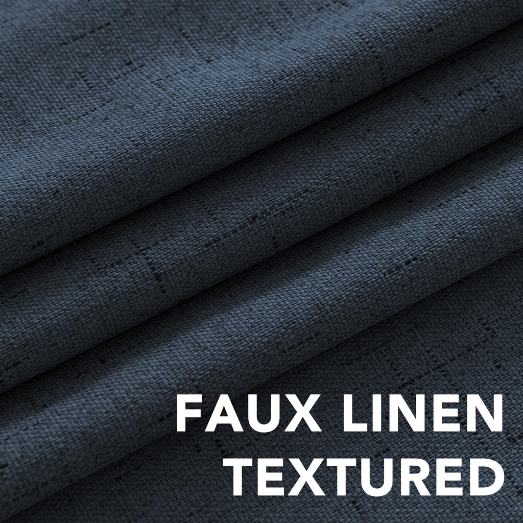 H.VERSAILTEX Linen Blackout Curtains Durable Thick Textured Linen Look 100% Blackout Patio Door Curtain Anti Rust Grommet Extra Wide Sliding Door Curtain Panel, 100 inch W X 108 inch L - Navy