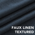 H.VERSAILTEX Linen Blackout Curtains Durable Thick Textured Linen Look 100% Blackout Patio Door Curtain Anti Rust Grommet Extra Wide Sliding Door Curtain Panel, 100 inch W X 108 inch L - Navy