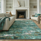 BEIMO 8x10 Area Rug for Bedroom, Turquoise Washable Abstract Non Slip Rug