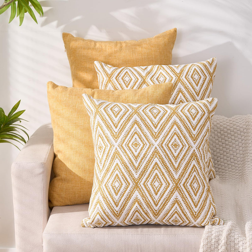 HPUK Throw Pillow Covers 20x20, 4 Pack, Ochre Textured Couch Pillow Covers