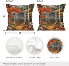 Rustic William Morris Inspired Autumn Forest Decor Throw Pillow Covers 18x18, Vintage Botanical Nature Decorative Throw Pillow Covers for Home Bedroom Living Room