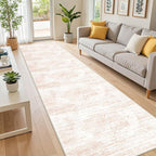 2x12 Runner Rug, Long Hallway Rugs for Dining Room, Living Room, Bedroom, Machine Washable Kitchen Carpet Runner with Rubber Backing, Soft Low Pile Indoor Rug(2'x12', Pink/White)