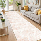 Restydon 2x12 Runner Rug, Long Hallway Rugs for Dining Room, Living Room, Bedroom, Machine Washable Kitchen Carpet Runner with Rubber Backing, Soft Low Pile Indoor Rug(2'x12', Pink/White)