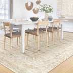 6x9 Area Rugs for Living Room: Washable Moroccan Geometric Boho Rug Farmhouse Non Slip Stain Resistant Large Rug Low Pile Soft Carpet for Bedroom Dining Room Home Office Children Room (Beige,6'x9')