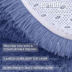 OLANLY Denim Blue Round Rugs for Bedroom - Machine Washable, 7 ft Circle Area Rugs for Living Room, Soft and Fluffy Shaggy Carpet for Teen Girl and Boys, Nursery Rooms, Dorms, Home Decor Aesthetic