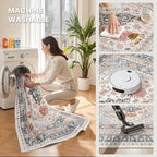 zesthome 7x9 Area Rugs for Living Room,Non-Slip Backing Washable Rugs,Vintage Large Area Rug，Stain Resistant Home Decor Rug (Multi,7'x9')