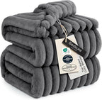 Bedsure GentleSoft Frost Gray Fleece Blanket for Couch - Cozy Soft Blankets for Women, Cute Small Throws for Girls, 90x90 Inches