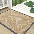 Colorxy Waterproof Doormat, Sturdy Natural Rubber Front Indoor Mat, Non Slip Low Profile Indoor Outdoor Door Mats, Stain and Fade Resistant Floor Mat, Easy Clean Patio Entrance Mat, 59''x23'', Beige