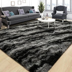 Tepook Soft Fluffy Rugs for Bedroom, 4x6 Area Rug for Living Room, Modern Shaggy Room Rug for Kids Boys Girls, Plush Throw Rugs Indoor Nursery Home Decor Rug with Non-Slip Bottom, Black Grey