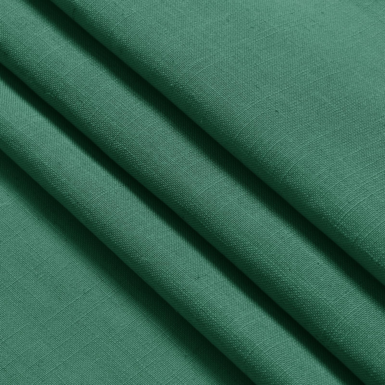 Dark Green Linen Curtains for Living Room 63 Inches Long 2 Panel Set Light Filtering Linen Drapes for Kitchen Windows Rod Pocket Back Tab Short See Through Curtain Country Farmhouse Decor 52x63