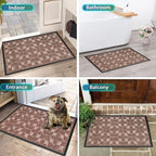 Bulijojo Sturdy Front Entrance Doormats,Durable Heavy Duty Welcome Mat,Thick Absorbent Natural Rubber Non Slip Mat,Easy Clean Entryway Mat 17"x30" Geometric Brown