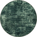 IOHOUZE Round Area Rug 3 Ft Circle Entryway Rugs Round Washable Door Mat Indoor Entrance, Non Slip Circle Front Door Rug, Printed Abstract Faux Wool Floor Carpet for Foyer Porch Sink, Dark Green