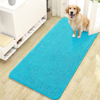 OLANLY Dog Door Mat for Muddy Paws 47x24, Absorbs Moisture and Dirt, Absorbent Non-Slip Washable Doormat, Quick Dry Chenille Mud Mat for Dogs, Entry Indoor Entryway Carpet for Inside Floor, Aqua Blue