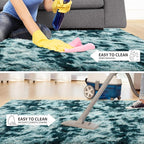Tepook Fluffy Large Rugs for Living Room, Area Rug 6x9 Soft Carpet for Bedroom, Modern Shaggy Rug for Kids Boys Girls, Plush Indoor Nursery Home Decor Rug with Non-Slip Bottom, Peacock Blue