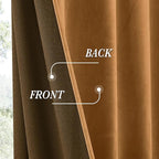 RYB HOME Luxurious Bronze Velvet Curtain Panels for Living Room Bedroom, Heavy Duty Thermal Insulated Floor-Length Velvet Drapes with Hook Belt for Vintage Decor, 52" W x L96 L, 2 Panels Set
