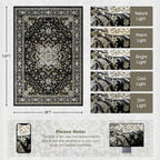 ExpediX 9x12 Area Rugs Living Room: Washable Rug for Bedroom Black Gold