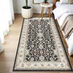Washable 3x6 Hallway Runner Rug: Non-Slip Low Pile Rug for Hallway Kitchen Stain Resistant Soft Floor Mat Indoor Durable Lightweight Carpet for Bathroom Living Room Bedroom Entryway (Black, 3x6)