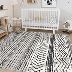 Nakagishi Black Rug Living Room Rugs: 10x14 Machine Washable Boho Large Neutral Modern Soft Moroccan Stain Resistant Indoor Floor Non Slip Accent Carpet for Bedroom Nursery Kids Playroom Office